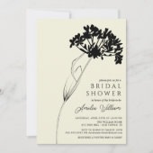 ブラック&クリームモダンフローラブライダルシャワーインビタティ 招待状 (正面)