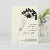ブラック&クリームモダンフローラブライダルシャワーインビタティ 招待状 (スタンド正面)