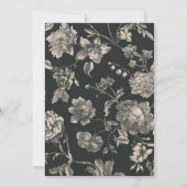 ブラック&クリームヴィンテージトイル結婚フローラ 招待状 (裏面)