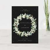 ブラック/クリーム色のスノーベリー+ユーカリの冬の結婚式 プログラム (正面)