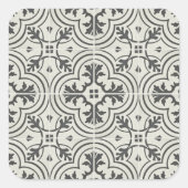 ブラック&クリーム華美の床の模様 スクエアシール (正面)
