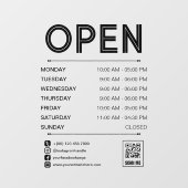 ブラック クリーン 実用的な営業時間 QRコード ウィンドウサイン (シート)