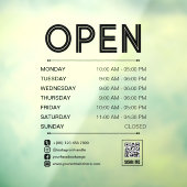 ブラック クリーン 実用的な営業時間 QRコード ウィンドウサイン (シート3)