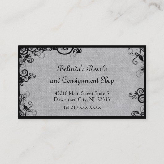 ブラック&グエレガントレーデコブティック名刺 名刺 (正面)