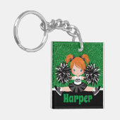 ブラック&グパーソナライズされたリーンチアリーティングキーチェーン キーホルダー (正面左)