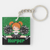 ブラック&グパーソナライズされたリーンチアリーティングキーチェーン キーホルダー (裏面)