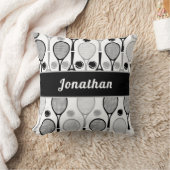 ブラック&グモダンレーテニスプレーヤーコーチ名スポーツ クッション (ブランケット)