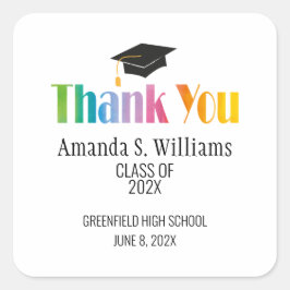 ブラック・グラッド・キャップ卒業ありがとう スクエアシール