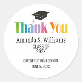 ブラック・グラッド・キャップ卒業ありがとう ラウンドシール