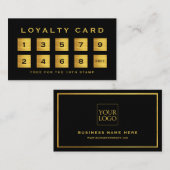 ブラック&グラデーション金ゴールドミニマリストエレガントビジネス ロイヤリティカード (正面/裏面)