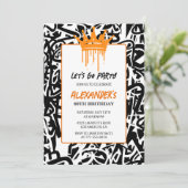 ブラック・グラフィティ・メンズ69歳の誕生日の招待状 招待状 (スタンド正面)