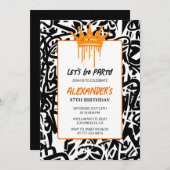 ブラック・グラフィティ・メンズ87歳の誕生日の招待状 招待状 (正面/裏面)