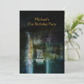 ブラック&グランジ金ゴールドメタル21stバースデーマン 招待状 (スタンド正面)