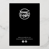 ブラック・グランド・オープニング・ビジネス・ロゴモダン 箔招待状 (裏面)