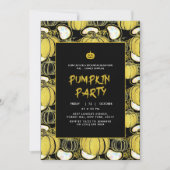 ブラック | グリッターモダンパンプキンハロウィーンの招待 招待状 (正面)