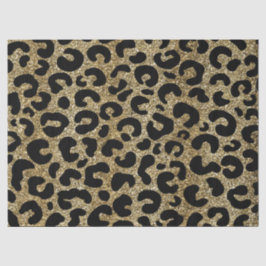 ブラック&グリッター金ゴールドヒョウアニマルプリントパターン 薄葉紙