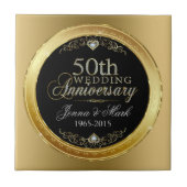 ブラック&グリッター50結婚周年 タイル (正面)