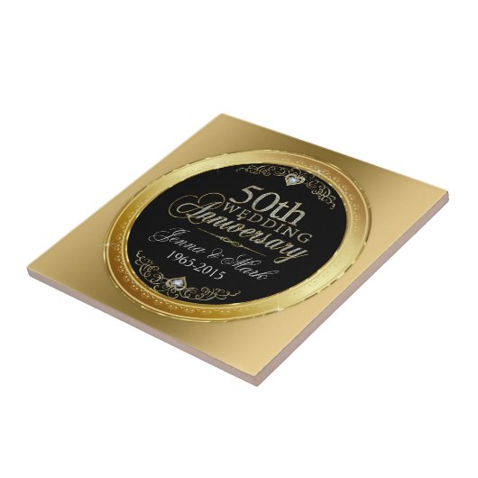 ブラック&グリッター50結婚周年 タイル (側面)