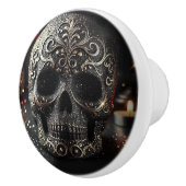 ブラック グリッター グラム スパークル スカル ゴシック セラミックノブ (右)