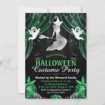 ブラック&グリーンウィッチ&きらめくカーテンハロウィーン