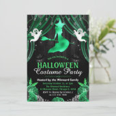ブラック&グリーンウィッチ&きらめくカーテンハロウィーン 招待状 (スタンド正面)