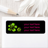 ブラック&グリーンネオンハイビスカスフローラ住所 シール (インサイチュ)