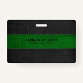 ブラック&グリーンフェイクレザー バッジ (正面)