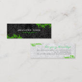 ブラック&グリーンフローラダマスク4ウェディングプランナー スキニー名刺 (正面/裏面)
