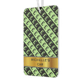 ブラック&グリーンポンドシンボルや象徴(£)パターストライプのン カーエアーフレッシュナー (左)