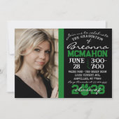 ブラック&グリーンポー卒業写真招待状 招待状 (正面)