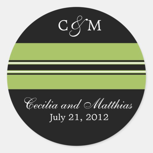 ブラック&グリーン封筒用シール ラウンドシール (正面)