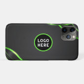 ブラック&グリーン抽象的流体デザイン | ロゴ追加可 Case-Mate iPhoneケース (裏面(横))