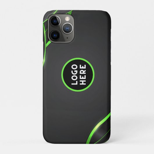 ブラック&グリーン抽象的流体デザイン | ロゴ追加可 Case-Mate iPhoneケース (裏)