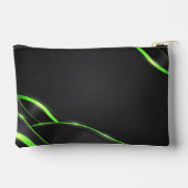 ブラック&グリーン抽象芸術流体デザイン | ロゴの追加 アクセサリーポーチ (裏面)
