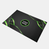 ブラック&グリーン抽象芸術流体デザイン | ロゴの追加 ドアマット (アングル)
