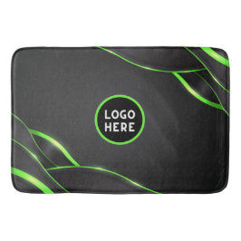 ブラック&グリーン抽象芸術流体デザイン | ロゴの追加 バスマット