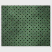 ブラック&グリーン素朴水玉模様プリント ラッピングペーパー (フラット)