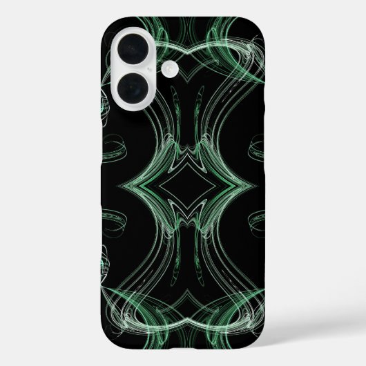 ブラック&グリーン フラクタルデザイン 携帯ケース Case-Mate iPhoneケース (裏面)
