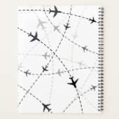 ブラック&グレイ航空飛んでいる機、シンプルミニマリスト プランナー手帳 (裏面)