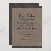 ブラック&グレイ離れズ大学パーティー招待状 招待状 (正面/裏面)