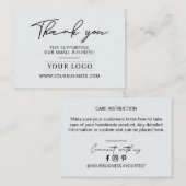 ブラック&グレーのビジネスロゴありがとうご気にざい 名刺 (正面/裏面)