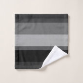 ブラック&グレーの洗練されたストライプはっきりした バスタオルセット (ウォッシュタオル)