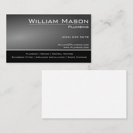 ブラック&グレーの熟練したトレードスマンの名刺 名刺 (正面/裏面)