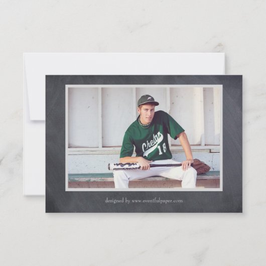 ブラック/グレーの黒板–3x5卒業のお知らせ 招待状 (裏面)