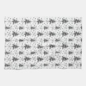 ブラック&グレークリスマスツリー&スノーフレーク キッチンタオル (横)
