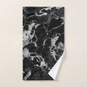 ブラック&グレーグリッター大理石2バスタオルセット バスタオルセット (ハンドタオル)