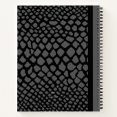 ブラック&グレーサーペンチンエレガンスネークスキンプリント ノートブック (裏面)