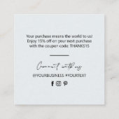 ブラック&グレーシンプルビジネスThank you Insert スクエア名刺 (裏面)