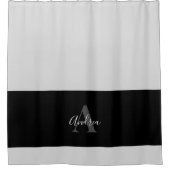 ブラック&グレーシンプルモノグラム名シャワーカーテン シャワーカーテン (正面)