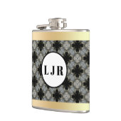 ブラック&グレーダイヤモンドパターンビニールフラッ包まれたク フラスク (左)